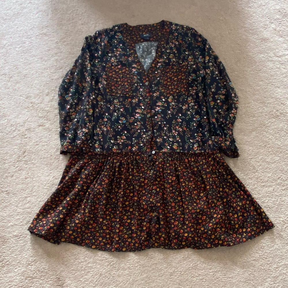 🌻Anthropologie Maeve Floral Long Sleeved V Neck Dress with Pockets🌻